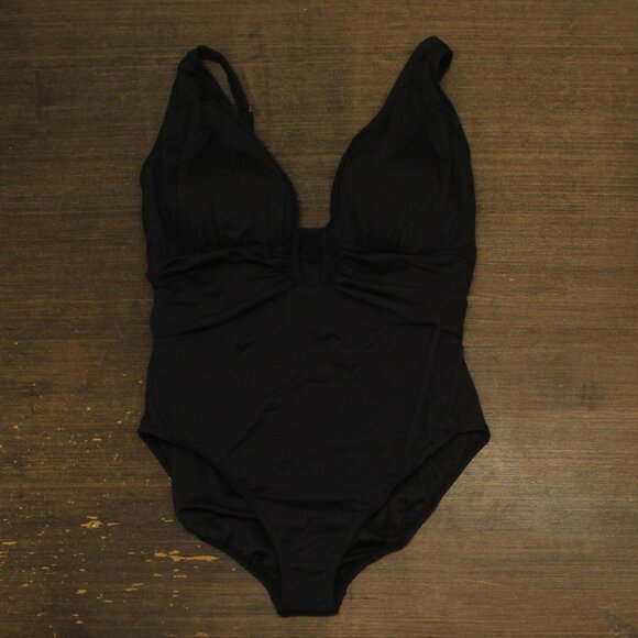 Bleu By Rod Beattie Plus Size One Piece Plunge Plunging Neck Swimsuit Black 16W - Picture 1 of 6